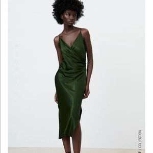 Zara Dark Green Slip Dress